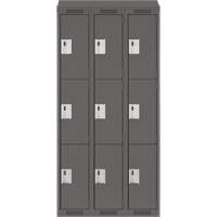 Casiers Clean Line, 3 niveaux, Bloc de 3, 36" x 18" x 78", Acier, Charbon, Rivet (assembl&eacute;) Helyx Safety & Industrial Supplies