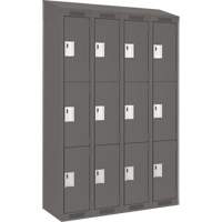 Casiers Clean Line, 3 niveaux, Bloc de 4, 48" x 18" x 78", Acier, Charbon, Rivet (assembl&eacute;) Helyx Safety & Industrial Supplies