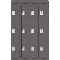 Casiers Clean Line, 3 niveaux, Bloc de 4, 48" x 18" x 78", Acier, Charbon, Rivet (assembl&eacute;) Helyx Safety & Industrial Supplies