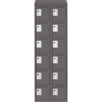 Petits casiers Clean Line, 6 niveaux, Bloc de 2, 24" x 18" x 78", Acier, Charbon, Rivet (assembl&eacute;) Helyx Safety & Industrial Supplies