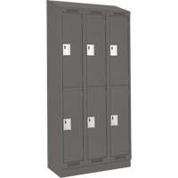 Casiers Clean Line, 2 niveaux, Bloc de 3, 36" x 18" x 82", Acier, Charbon, Rivet (assembl&eacute;) Helyx Safety & Industrial Supplies