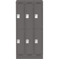 Casiers Clean Line, 2 niveaux, Bloc de 3, 36" x 18" x 82", Acier, Charbon, Rivet (assembl&eacute;) Helyx Safety & Industrial Supplies