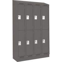 Casiers Clean Line, 2 niveaux, Bloc de 4, 48" x 18" x 82", Acier, Charbon, Rivet (assembl&eacute;) Helyx Safety & Industrial Supplies