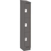 Clean Line Lockers, 3 -tier, 12" x 18" x 82", Steel, Charcoal, Rivet (Assembled) Helyx Safety & Industrial Supplies
