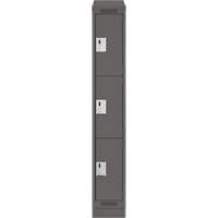 Clean Line Lockers, 3 -tier, 12" x 18" x 82", Steel, Charcoal, Rivet (Assembled) Helyx Safety & Industrial Supplies