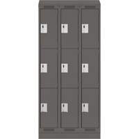 Casiers Clean Line, 3 niveaux, Bloc de 3, 36" x 18" x 82", Acier, Charbon, Rivet (assembl&eacute;) Helyx Safety & Industrial Supplies