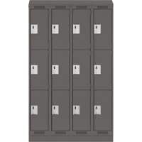 Casiers Clean Line, 3 niveaux, Bloc de 4, 48" x 18" x 82", Acier, Charbon, Rivet (assembl&eacute;) Helyx Safety & Industrial Supplies