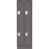 Casiers Clean Line, 2 niveaux, Bloc de 2, 24" x 18" x 76", Acier, Charbon, Rivet (assembl&eacute;) Helyx Safety & Industrial Supplies