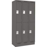 Casiers Clean Line, 2 niveaux, Bloc de 3, 36" x 18" x 76", Acier, Charbon, Rivet (assembl&eacute;) Helyx Safety & Industrial Supplies