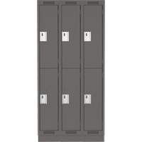 Casiers Clean Line, 2 niveaux, Bloc de 3, 36" x 18" x 76", Acier, Charbon, Rivet (assembl&eacute;) Helyx Safety & Industrial Supplies