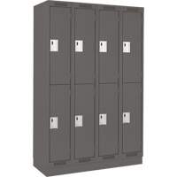 Casiers Clean Line, 2 niveaux, Bloc de 4, 48" x 18" x 76", Acier, Charbon, Rivet (assembl&eacute;) Helyx Safety & Industrial Supplies