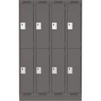 Casiers Clean Line, 2 niveaux, Bloc de 4, 48" x 18" x 76", Acier, Charbon, Rivet (assembl&eacute;) Helyx Safety & Industrial Supplies
