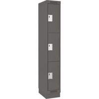 Clean Line Lockers, 3 -tier, 12" x 18" x 76", Steel, Charcoal, Rivet (Assembled) Helyx Safety & Industrial Supplies