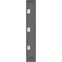 Clean Line Lockers, 3 -tier, 12" x 18" x 76", Steel, Charcoal, Rivet (Assembled) Helyx Safety & Industrial Supplies