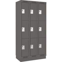 Casiers Clean Line, 3 niveaux, Bloc de 3, 36" x 18" x 76", Acier, Charbon, Rivet (assembl&eacute;) Helyx Safety & Industrial Supplies