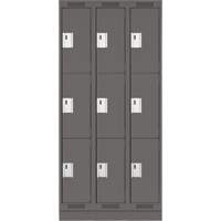 Casiers Clean Line, 3 niveaux, Bloc de 3, 36" x 18" x 76", Acier, Charbon, Rivet (assembl&eacute;) Helyx Safety & Industrial Supplies