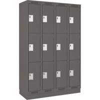 Casiers Clean Line, 3 niveaux, Bloc de 4, 48" x 18" x 76", Acier, Charbon, Rivet (assembl&eacute;) Helyx Safety & Industrial Supplies