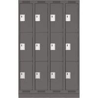 Casiers Clean Line, 3 niveaux, Bloc de 4, 48" x 18" x 76", Acier, Charbon, Rivet (assembl&eacute;) Helyx Safety & Industrial Supplies