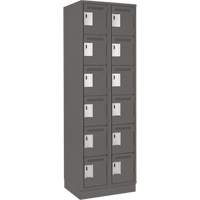 Petits casiers Clean Line, 6 niveaux, Bloc de 2, 24" x 18" x 76", Acier, Charbon, Rivet (assembl&eacute;) Helyx Safety & Industrial Supplies