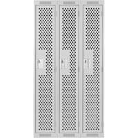 Casiers Clean Line, Bloc de 3, 36" x 15" x 72", Acier, Gris, Rivet (assembl&eacute;), Perfor&eacute; Helyx Safety & Industrial Supplies