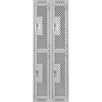 Casiers Clean Line, 2 niveaux, Bloc de 2, 24" x 15" x 72", Acier, Gris, Rivet (assembl&eacute;), Perfor&eacute; Helyx Safety & Industrial Supplies