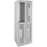 Casiers Clean Line, 2 niveaux, Bloc de 2, 24" x 15" x 72", Acier, Gris, Rivet (assembl&eacute;), Perfor&eacute; Helyx Safety & Industrial Supplies
