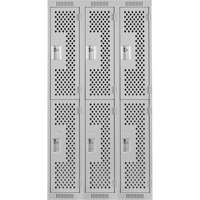 Casiers Clean Line, 2 niveaux, Bloc de 3, 36" x 12" x 72", Acier, Gris, Rivet (assembl&eacute;), Perfor&eacute; Helyx Safety & Industrial Supplies