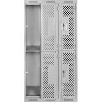 Casiers Clean Line, 2 niveaux, Bloc de 3, 36" x 12" x 72", Acier, Gris, Rivet (assembl&eacute;), Perfor&eacute; Helyx Safety & Industrial Supplies