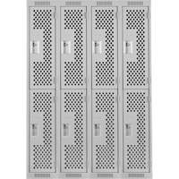 Casiers Clean Line, 2 niveaux, Bloc de 4, 48" x 15" x 72", Acier, Gris, Rivet (assembl&eacute;), Perfor&eacute; Helyx Safety & Industrial Supplies