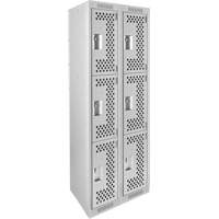 Casiers Clean Line, 3 niveaux, Bloc de 2, 24" x 12" x 72", Acier, Gris, Rivet (assembl&eacute;), Perfor&eacute; Helyx Safety & Industrial Supplies
