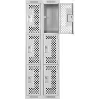 Casiers Clean Line, 3 niveaux, Bloc de 2, 24" x 12" x 72", Acier, Gris, Rivet (assembl&eacute;), Perfor&eacute; Helyx Safety & Industrial Supplies