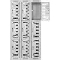 Casiers Clean Line, 3 niveaux, Bloc de 3, 36" x 12" x 72", Acier, Gris, Rivet (assembl&eacute;), Perfor&eacute; Helyx Safety & Industrial Supplies