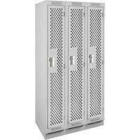 Casiers Clean Line, Bloc de 3, 36" x 15" x 76", Acier, Gris, Rivet (assembl&eacute;), Perfor&eacute; Helyx Safety & Industrial Supplies