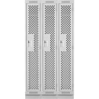 Casiers Clean Line, Bloc de 3, 36" x 15" x 76", Acier, Gris, Rivet (assembl&eacute;), Perfor&eacute; Helyx Safety & Industrial Supplies