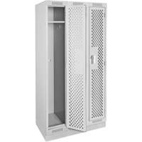 Casiers Clean Line, Bloc de 3, 36" x 15" x 76", Acier, Gris, Rivet (assembl&eacute;), Perfor&eacute; Helyx Safety & Industrial Supplies