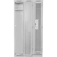 Casiers Clean Line, Bloc de 3, 36" x 15" x 76", Acier, Gris, Rivet (assembl&eacute;), Perfor&eacute; Helyx Safety & Industrial Supplies