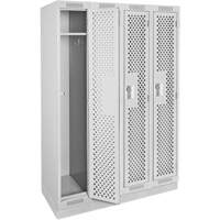 Casiers Clean Line, Bloc de 4, 48" x 15" x 76", Acier, Gris, Rivet (assembl&eacute;), Perfor&eacute; Helyx Safety & Industrial Supplies