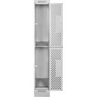 Casiers Clean Line, 2 niveaux, 12" x 18" x 76", Acier, Gris, Rivet (assembl&eacute;), Perfor&eacute; Helyx Safety & Industrial Supplies