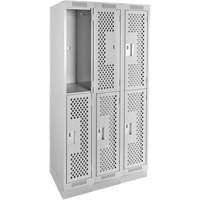 Casiers Clean Line, 2 niveaux, Bloc de 3, 36" x 18" x 76", Acier, Gris, Rivet (assembl&eacute;), Perfor&eacute; Helyx Safety & Industrial Supplies