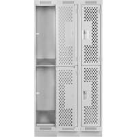 Casiers Clean Line, 2 niveaux, Bloc de 3, 36" x 18" x 76", Acier, Gris, Rivet (assembl&eacute;), Perfor&eacute; Helyx Safety & Industrial Supplies
