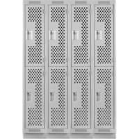 Casiers Clean Line, 2 niveaux, Bloc de 4, 48" x 15" x 76", Acier, Gris, Rivet (assembl&eacute;), Perfor&eacute; Helyx Safety & Industrial Supplies