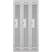 Casiers Clean Line, Bloc de 3, 36" x 18" x 82", Acier, Gris, Rivet (assembl&eacute;), Perfor&eacute; Helyx Safety & Industrial Supplies