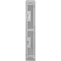 Clean Line Lockers, 2 -tier, 12" x 12" x 82", Steel, Grey, Rivet (Assembled), Perforated Helyx Safety & Industrial Supplies