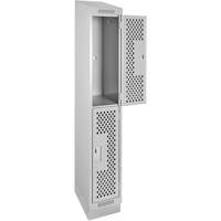 Clean Line Lockers, 2 -tier, 12" x 12" x 82", Steel, Grey, Rivet (Assembled), Perforated Helyx Safety & Industrial Supplies