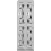 Casiers Clean Line, 2 niveaux, Bloc de 2, 24" x 18" x 82", Acier, Gris, Rivet (assembl&eacute;), Perfor&eacute; Helyx Safety & Industrial Supplies