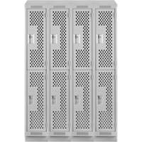Casiers Clean Line, 2 niveaux, Bloc de 4, 48" x 15" x 82", Acier, Gris, Rivet (assembl&eacute;), Perfor&eacute; Helyx Safety & Industrial Supplies
