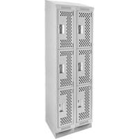 Casiers Clean Line, 3 niveaux, Bloc de 2, 24" x 12" x 82", Acier, Gris, Rivet (assembl&eacute;), Perfor&eacute; Helyx Safety & Industrial Supplies