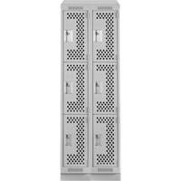 Casiers Clean Line, 3 niveaux, Bloc de 2, 24" x 12" x 82", Acier, Gris, Rivet (assembl&eacute;), Perfor&eacute; Helyx Safety & Industrial Supplies