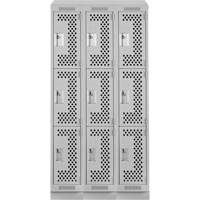Casiers Clean Line, 3 niveaux, Bloc de 3, 36" x 12" x 82", Acier, Gris, Rivet (assembl&eacute;), Perfor&eacute; Helyx Safety & Industrial Supplies