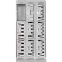 Casiers Clean Line, 3 niveaux, Bloc de 3, 36" x 12" x 82", Acier, Gris, Rivet (assembl&eacute;), Perfor&eacute; Helyx Safety & Industrial Supplies